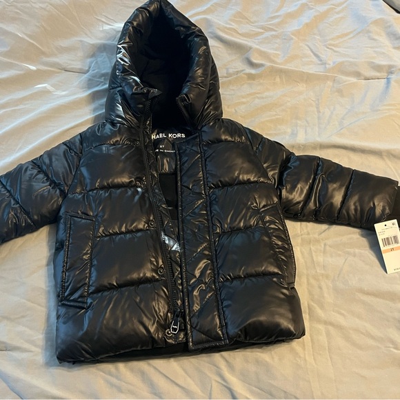 Michael Kors Shiny Black Kids Puffer Coat NWT